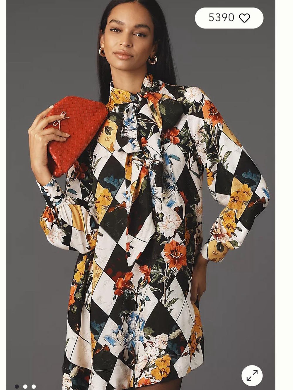 Anthropologie Maeve Checkerboard Long Sleeve Dress Size Small
